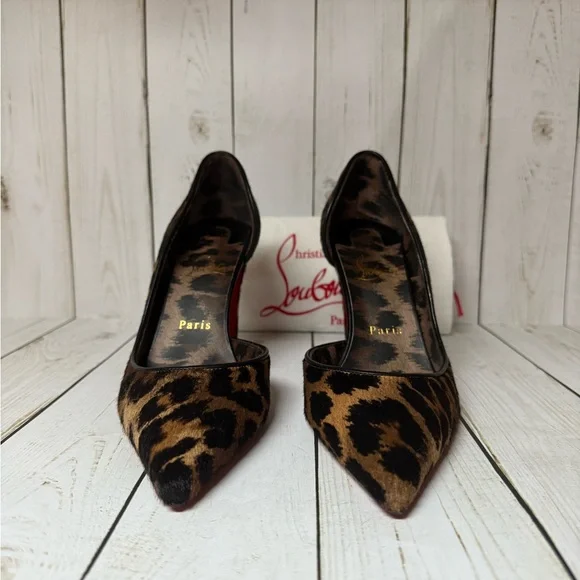Christian Louboutin Calf Hair Vibella Leopard Print Pumps Sz 39 / 9 - Picture 5 of 16
